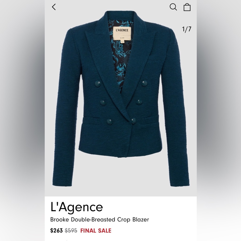L’AGENCE Brooke Double-Breasted Crop Blazer